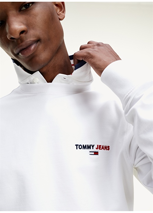 Tommy Jeans Regular Fit Beyaz Sweatshirt 3