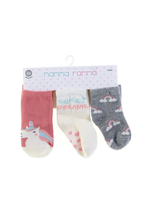 Mammaramma Unicornbaby Çok Renkli Baskılı Kız Bebek Soket Çorap 1