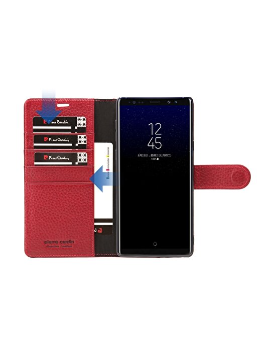 Pierre Cardin PCS-P08 Galaxy Note 9 Bordo Deri Kapaklı Kılıf Telefon Aksesuarı 3