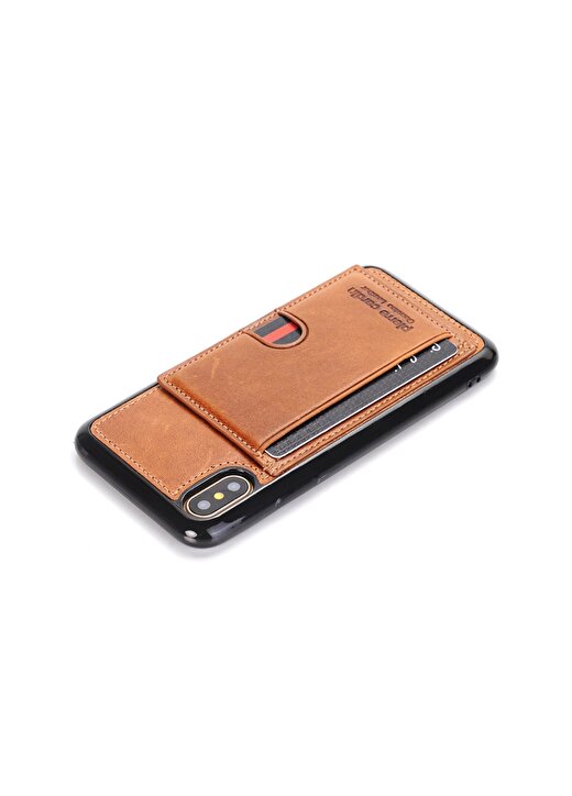 Pierre Cardin PCL-P11 Iphone X - XS (5.8) Taba Deri Kartlık Standlı Arka Kapak Telefon Aksesuarı 4