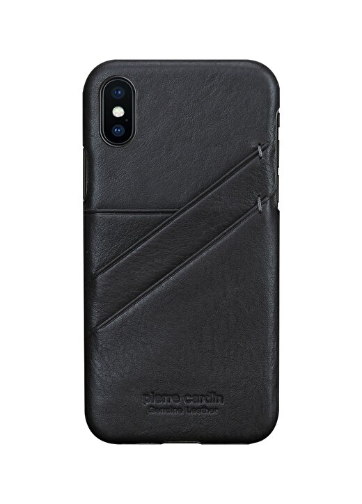 Pierre Cardin PCS-P19 Iphone X - XS (5.8) Siyah Deri Arka Kapak Kartlık Telefon Aksesuarı 1