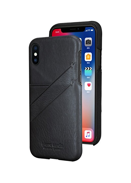 Pierre Cardin PCS-P19 Iphone X - XS (5.8) Siyah Deri Arka Kapak Kartlık Telefon Aksesuarı 2