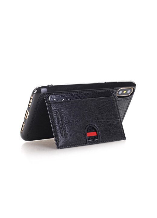 Pierre Cardin PCL-P11 Iphone X - XS (5.8) Siyah Deri Kartlık Standlı Arka Kapak Telefon Aksesuarı 4
