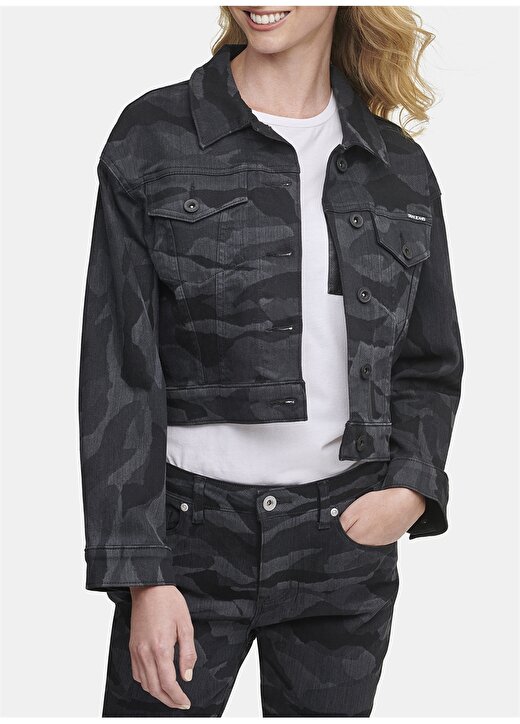 Dkny Jeans Siyah - Gri Kadın Ceket E0ICS667 2