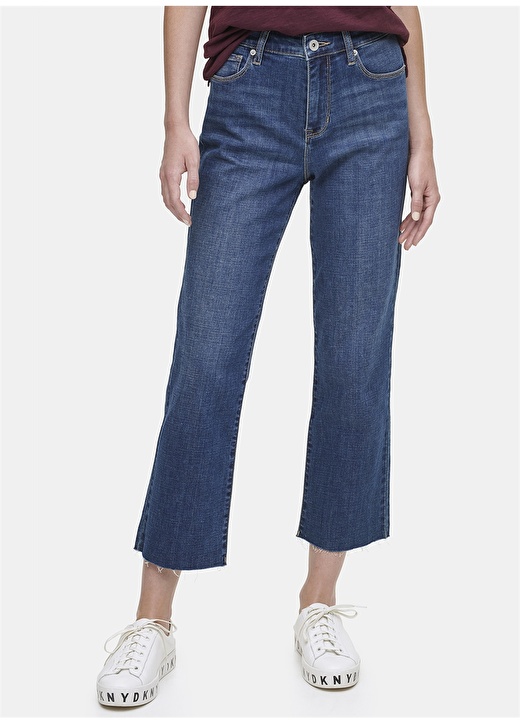 Dkny Yüksek Bel Standart Koyu İndigo Kadın Denim Pantolon E0RL0630 2