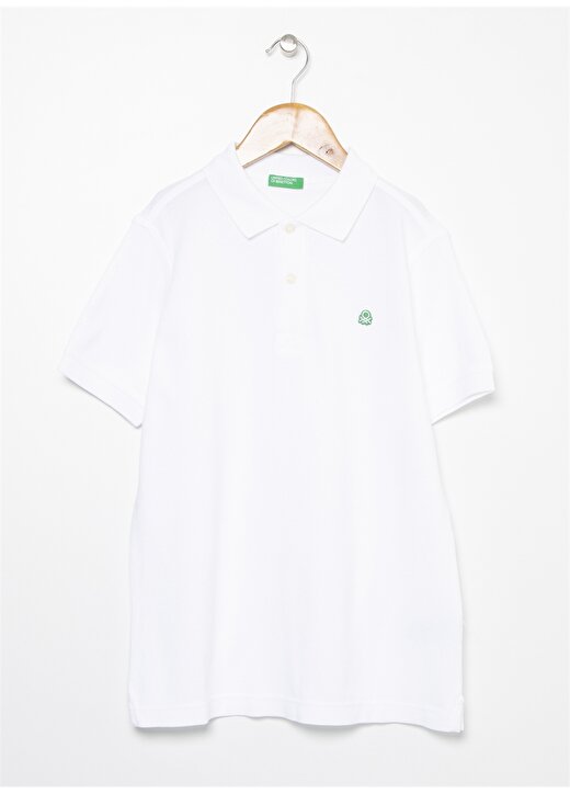 Benetton Logolu Beyaz Erkek Çocuk Polo T-Shirt 1