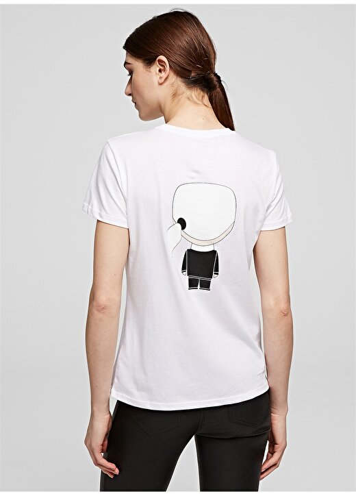 Karl Lagerfeld İkonik Karl Logo Beyaz Kadın T-Shirt 4