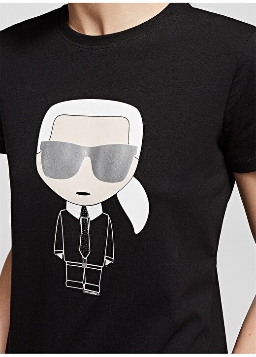 Karl Lagerfeld Bisiklet Yaka Kısa Kol İkonik Karl Logo Siyah T-Shirt 2
