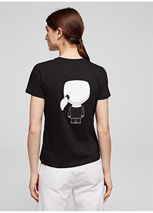Karl Lagerfeld Bisiklet Yaka Kısa Kol İkonik Karl Logo Siyah T-Shirt 4