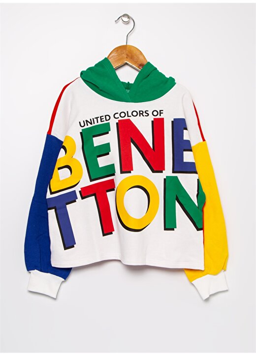 Benetton Yazılı Renkli Kız Çocuk Sweatshirt 1