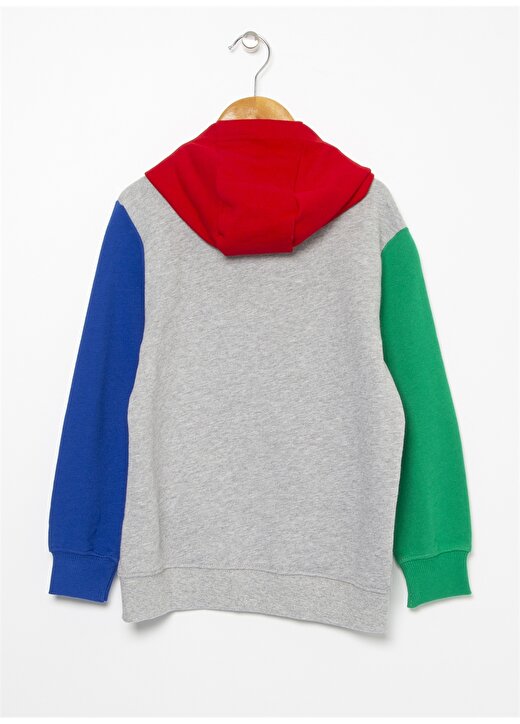 Benetton Yazılı Gri Melanj Erkek Çocuk Sweatshirt 2