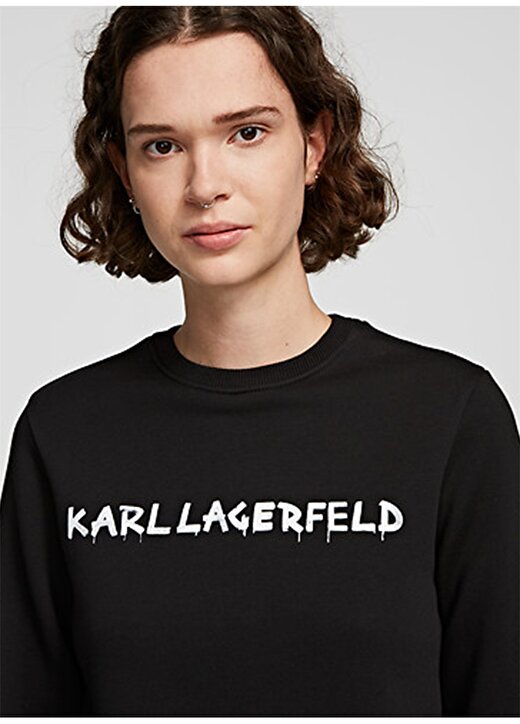 Karl Lagerfeld Uzun Kollu Grafiti Logo Siyah Kadın Sweatshirt 2