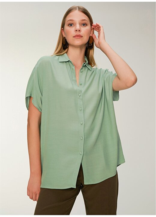 NGSTYLE Ngkss20gm0029 Yeşil Kadın Gömlek 1