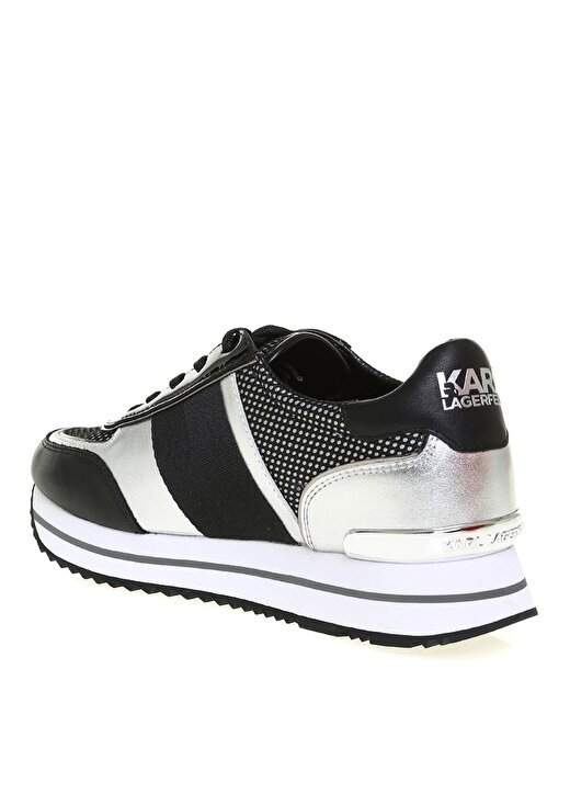 KARL LAGERFELD Siyah - Gümüş Kadın Yüksek Taban Deri Sneaker VELOCITA II Maison 2