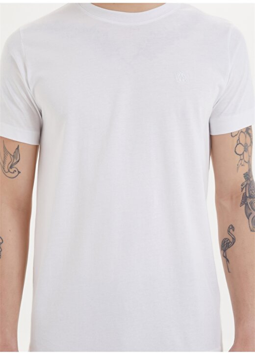 West Mark London Pima Pamuklu Beyaz T-Shirt 4