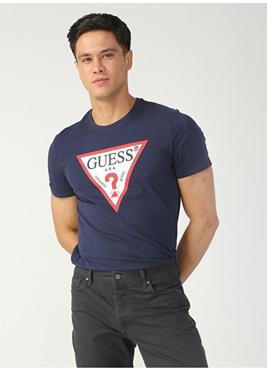Guess Düz Lacivert T-Shirt 3