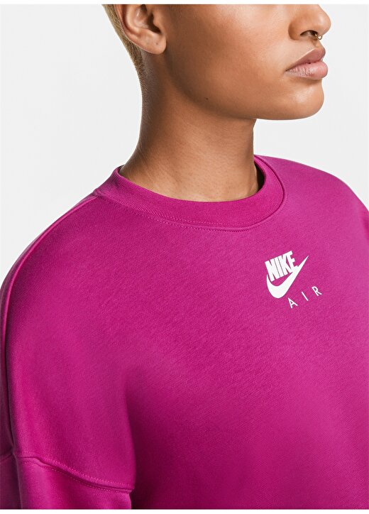 Nike Yuvarlak Yaka Bol Kesim Düz Pembe Kadın Sweatshirt 2