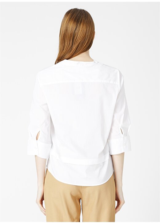 Fabrika Comfort Brich Beyaz V Yaka Kadın Gömlek 4