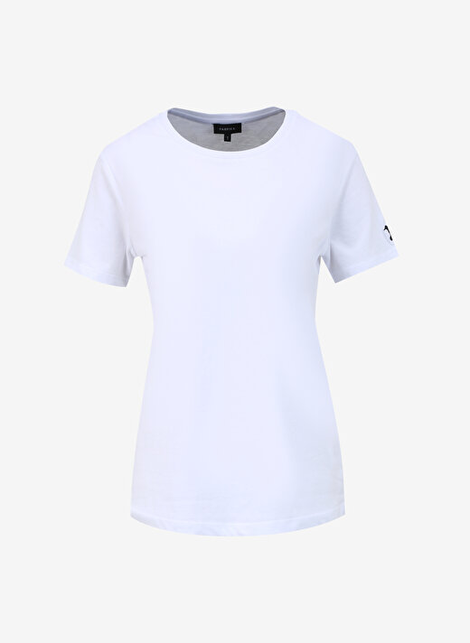 Fabrika Tengiz Beyaz Bisiklet Yaka Kadın T-Shirt 1