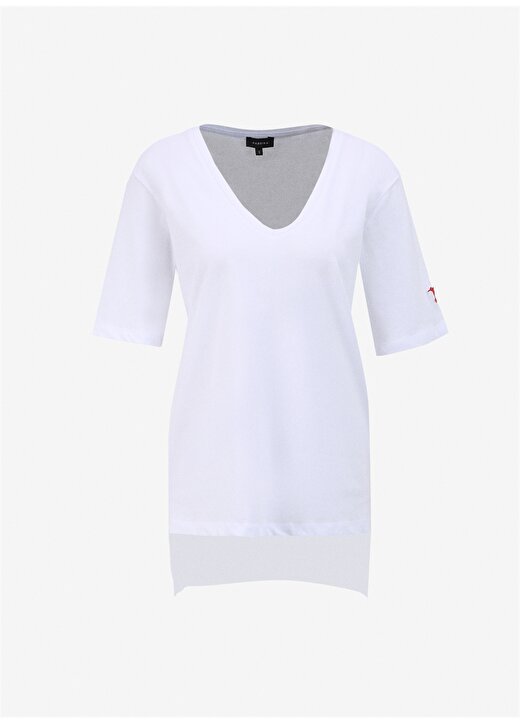 Fabrika Talita Beyaz V Yaka Kadın T-Shirt 1
