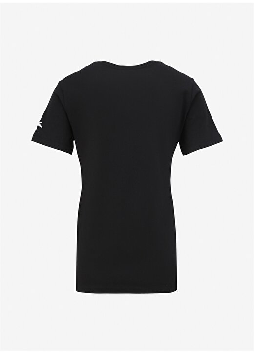 Fabrika V Yaka Düz Siyah Kadın T-Shirt TEYO 2