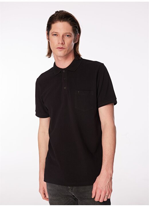 Fabrika Comfort Siyah Erkek Polo Yaka Basic Polo T-Shirt CM NOBRO K CEPLI 1