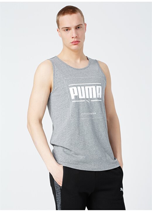 Puma Trnsapp M Logo Baskılı Sıfır Kol Gri Erkek Atlet 3