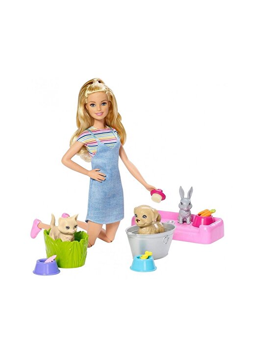 Barbie Ve Hayvanları Banyo Eğlencesinde Oyun Seti 2