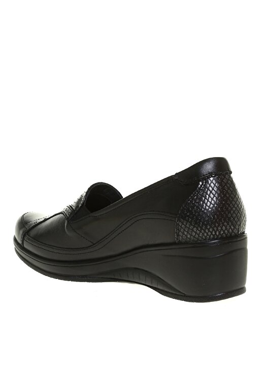 Forelli 57603-G Deri Kalın Topuk Slip On Siyah Kadın Ayakkabı 2