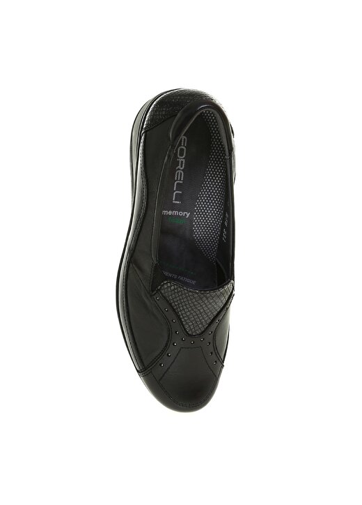 Forelli 57603-G Deri Kalın Topuk Slip On Siyah Kadın Ayakkabı 4