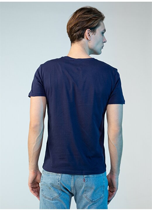 Fabrika Slogan Baskılı Lacivert T-Shirt 4