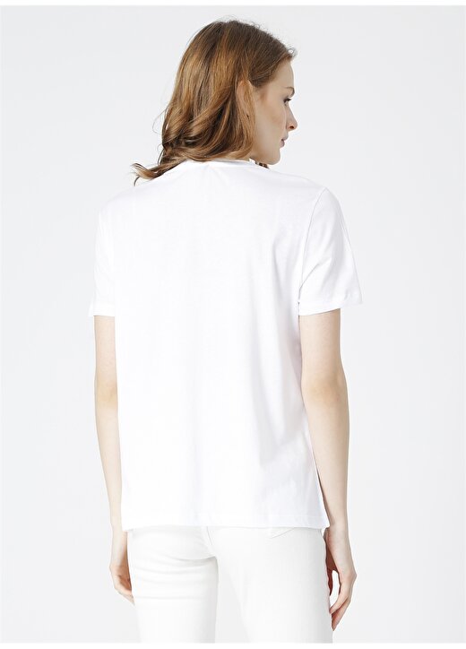 Fabrika Topper Beyaz Bisiklet Yaka Kadın T-Shirt 4