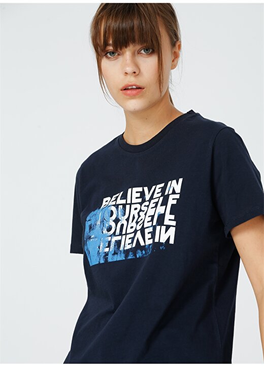 Fabrika Kadın Lacivert Baskılı T-Shirt 1