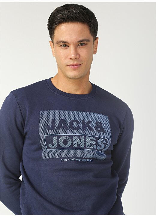 Jack & Jones O Yaka Normal Baskılı Lacivert Erkek Sweatshirt 3