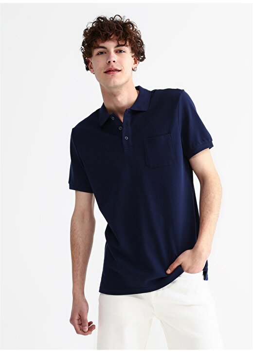 Limon Düz Lacivert Erkek Polo T-Shirt SKOR21 1