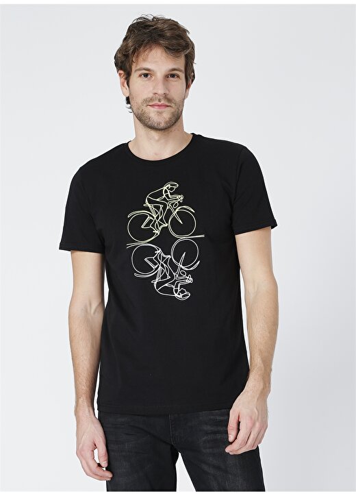 Limon Bisiklet Yaka Baskılı Erkek T-Shirt 3