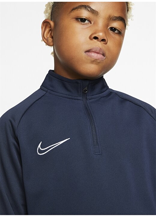Nike AO0738-451 B NK DRY Academy Dril Top Dik Yaka Uzun Kollu Yarım Fermuarlı Mavi Erkek Çocuk Sweat 4