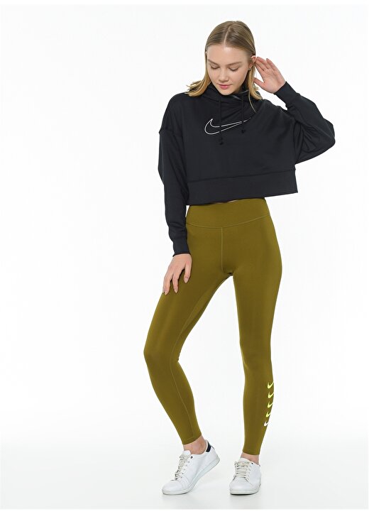 Nike CZ1101-011 Therma All Tm Po Crop Hoodie Kapüşonlu Siyah Kadın Sweatshirt 2