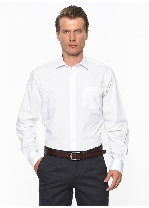 Altınyıldız Classics Comfort Fit Klasik Gömlek Yaka Düz Beyaz Erkek Gömlek 4A2000000003 1