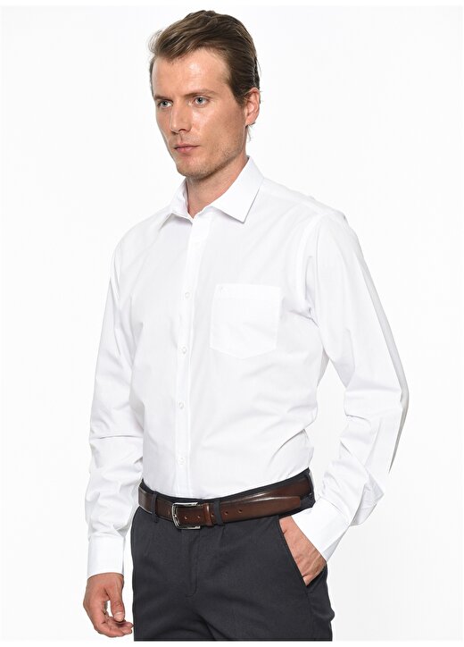 Altınyıldız Classics Comfort Fit Klasik Gömlek Yaka Düz Beyaz Erkek Gömlek 4A2000000003 3
