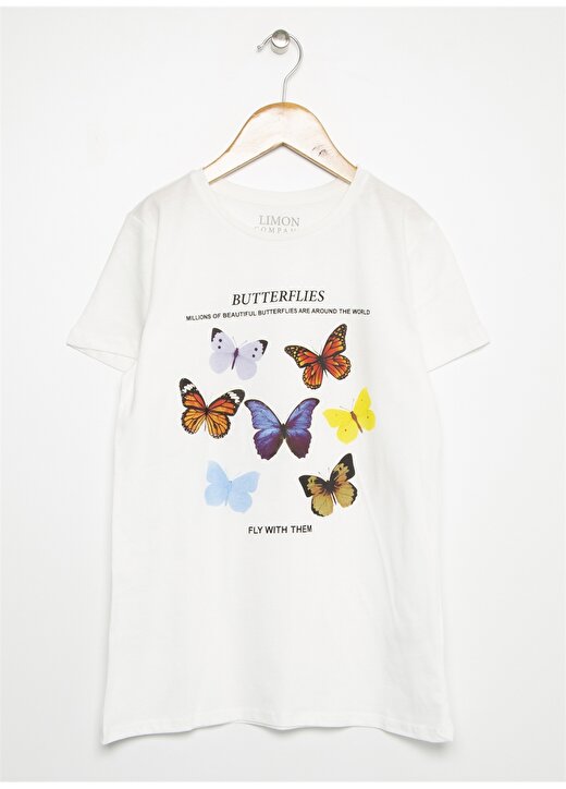 Limon Beyaz Kız Çocuk T-Shirt 040.6201.DES 1