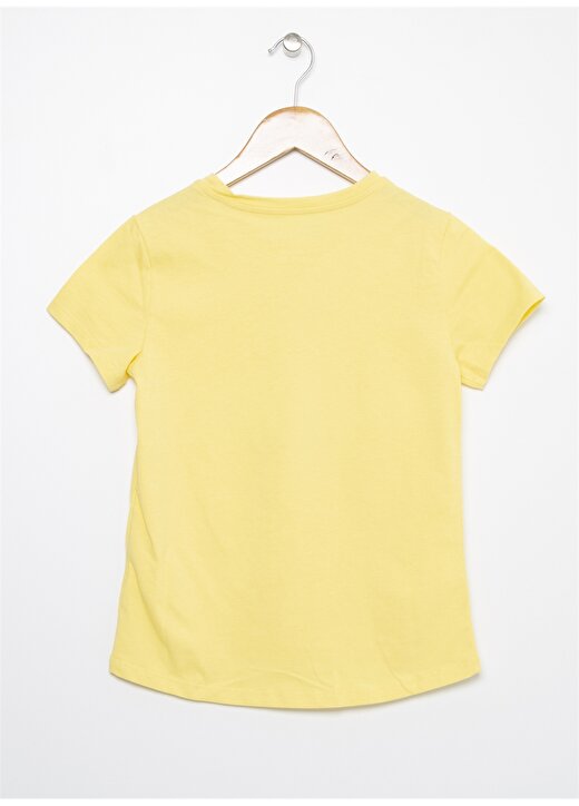 Limon Bisiklet Yaka Nakışlı Sarı Kız Çoçuk T-Shirt 2