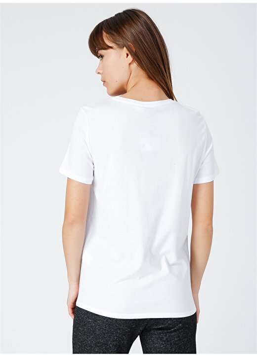 Fabrika Tan Beyaz Bisiklet Yaka Kadın T-Shirt 4