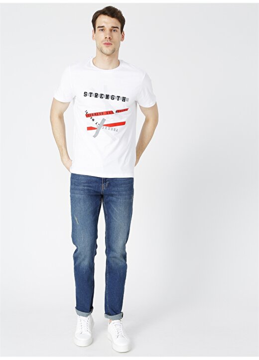 Fabrika Sports Arman Beyaz Yazı Baskılıbisiklet Yaka Erkek T-Shirt 2
