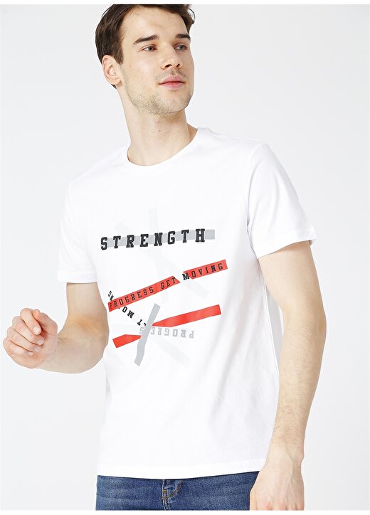Fabrika Sports Arman Beyaz Yazı Baskılıbisiklet Yaka Erkek T-Shirt 3