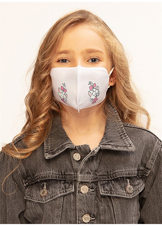 Halter Kral Şakir Lisanslı Baskılı Saf Gümüşlü Antivirüs Beyaz Kız Çocuk Maske 2