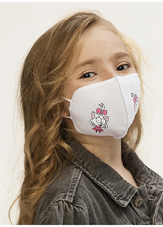 Halter Kral Şakir Lisanslı Baskılı Saf Gümüşlü Antivirüs Beyaz Kız Çocuk Maske 3