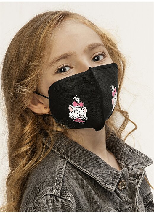 Halter Kral Şakir Lisanslı Baskılı Saf Gümüşlü Antivirüs Siyah Kız Çocuk Maske 1