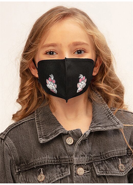 Halter Kral Şakir Lisanslı Baskılı Saf Gümüşlü Antivirüs Siyah Kız Çocuk Maske 2