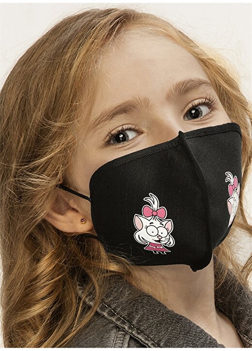 Halter Kral Şakir Lisanslı Baskılı Saf Gümüşlü Antivirüs Siyah Kız Çocuk Maske 4